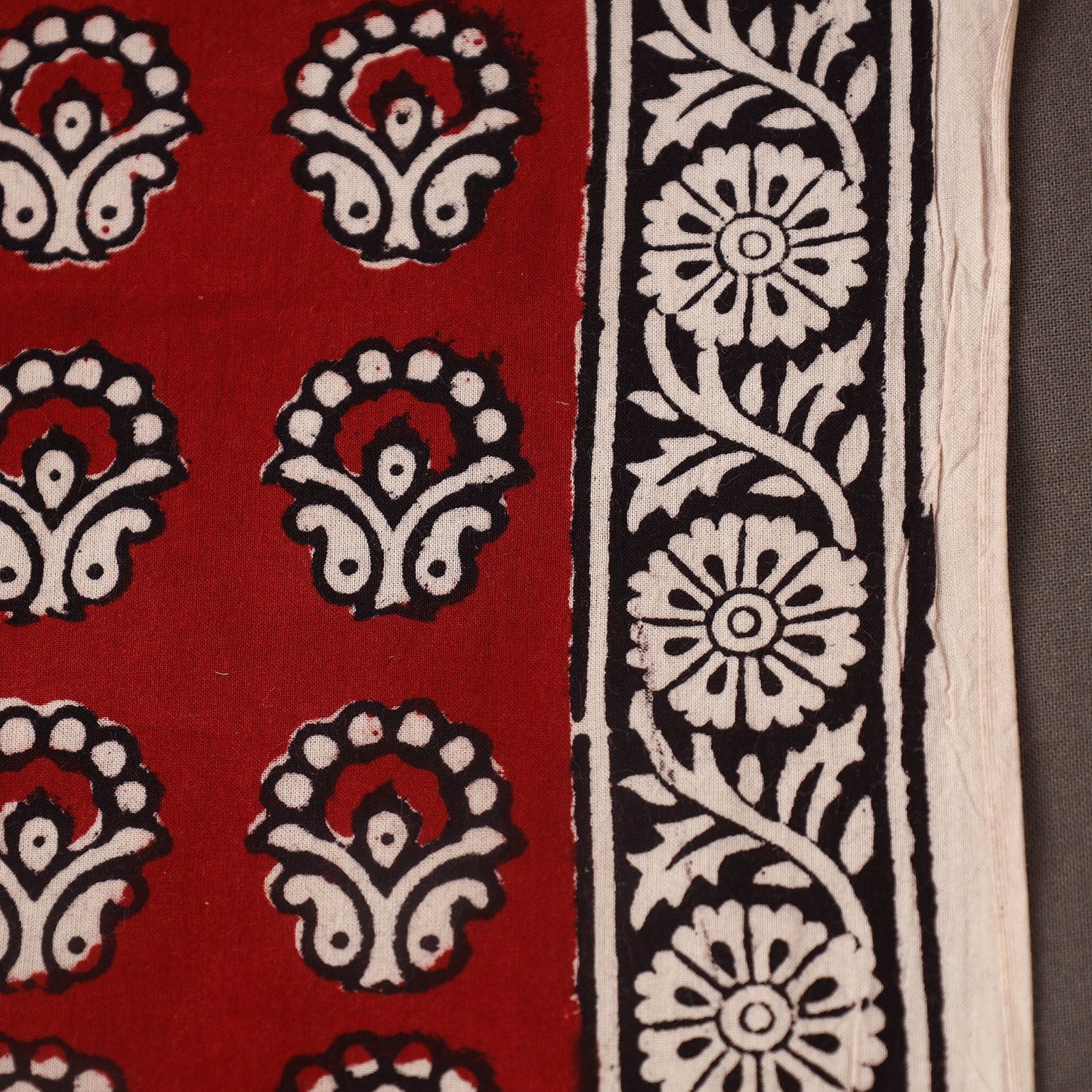 Red Bagh Hand Block Print Natural Dyed Cotton Fabric