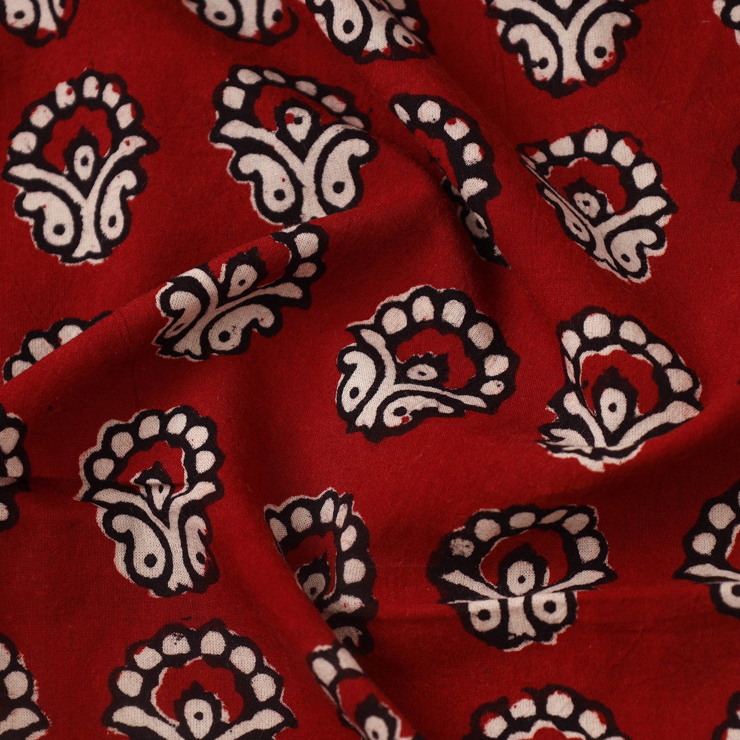 Red Bagh Hand Block Print Natural Dyed Cotton Fabric