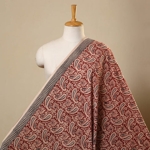Red Bagh Hand Block Print Natural Dyed Cotton Fabric