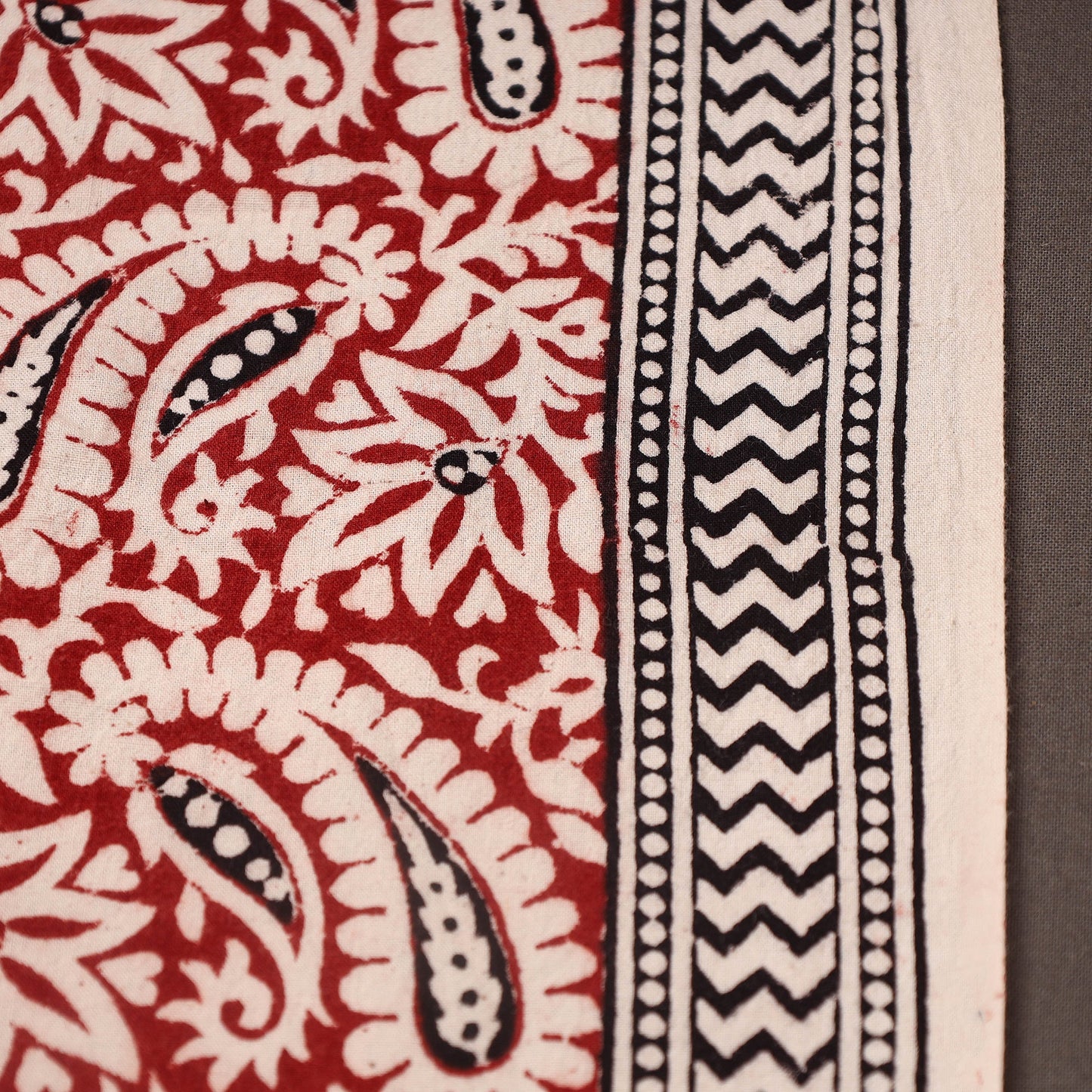 Red Bagh Hand Block Print Natural Dyed Cotton Fabric
