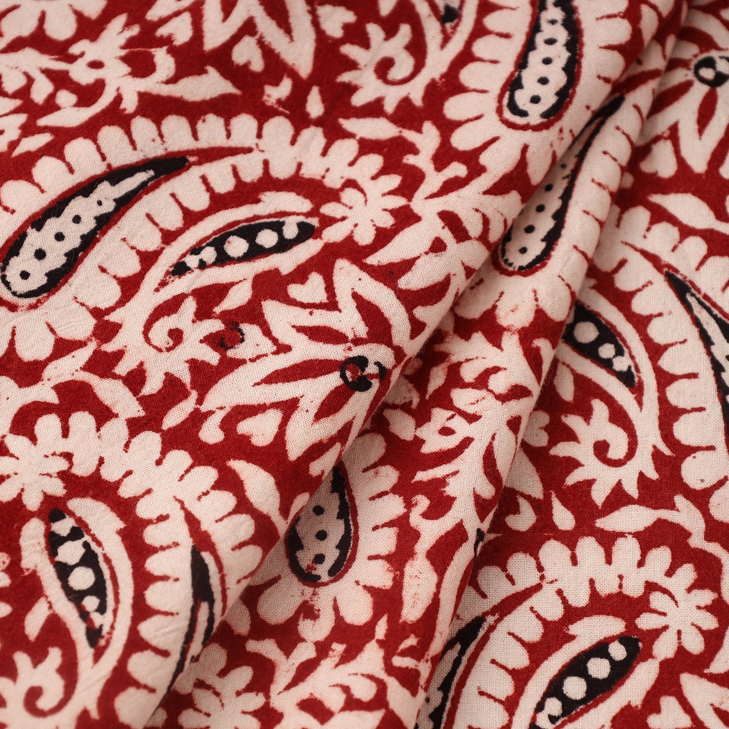 Red Bagh Hand Block Print Natural Dyed Cotton Fabric