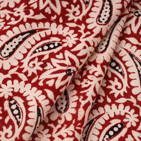 Red Bagh Hand Block Print Natural Dyed Cotton Fabric