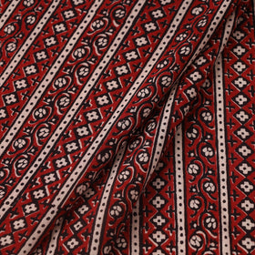 Red Bagh Hand Block Print Natural Dyed Cotton Fabric