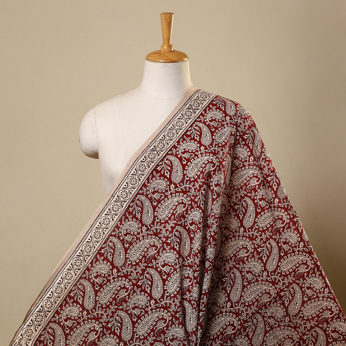 Red Bagh Hand Block Print Natural Dyed Cotton Fabric