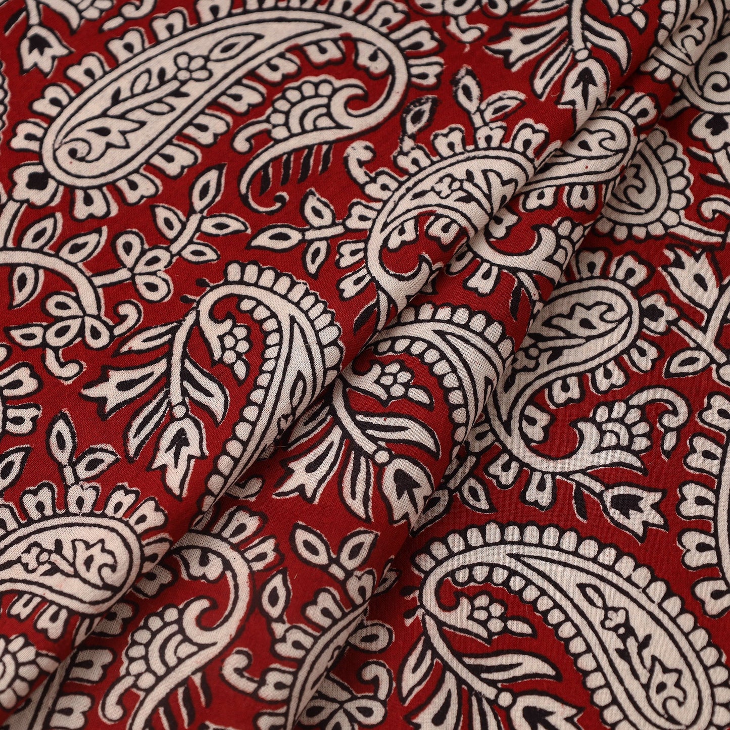 Red Bagh Hand Block Print Natural Dyed Cotton Fabric