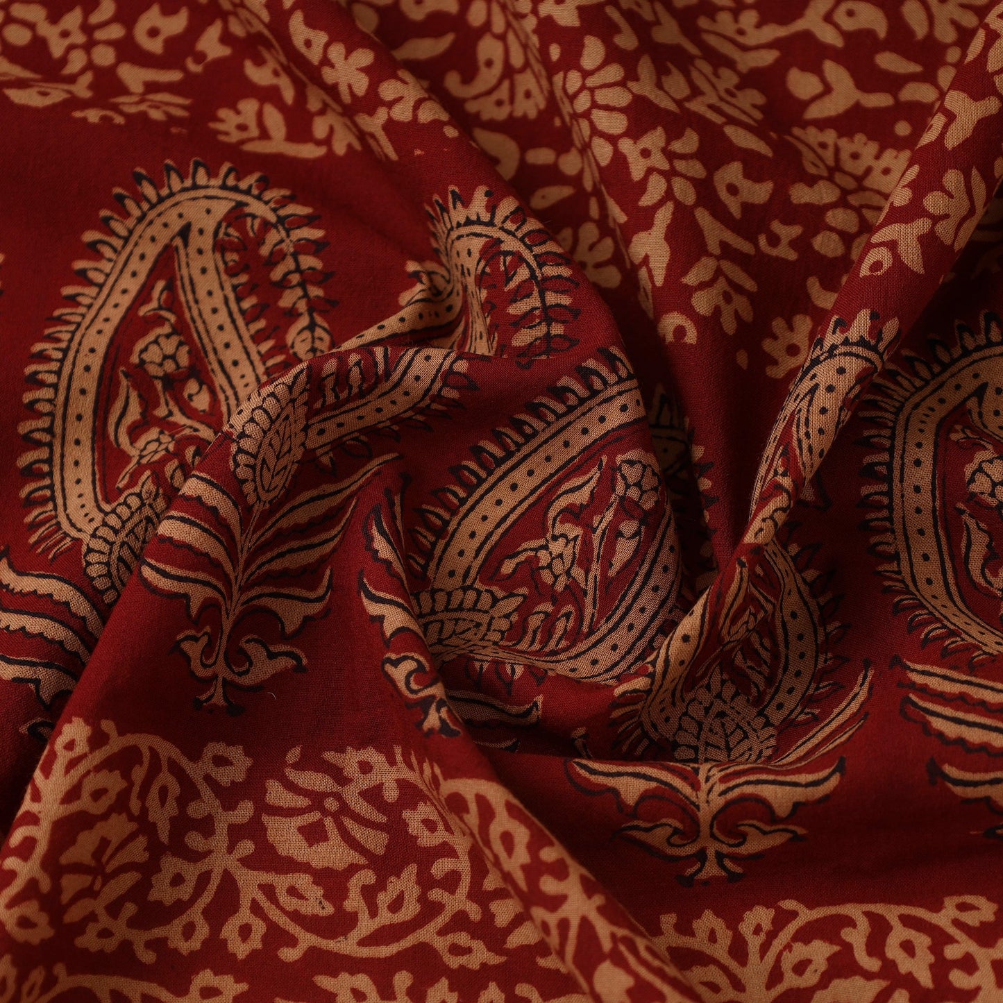 Red Bagh Hand Block Print Natural Dyed Cotton Fabric