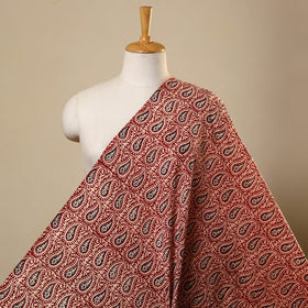 Red Bagh Hand Block Print Natural Dyed Cotton Fabric