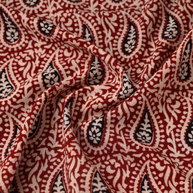Red Bagh Hand Block Print Natural Dyed Cotton Fabric