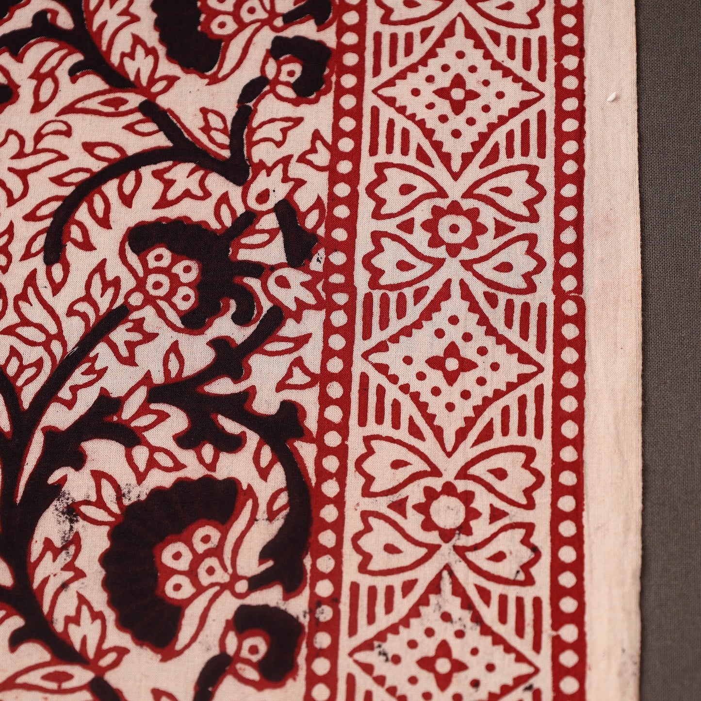 Red Bagh Hand Block Print Natural Dyed Cotton Fabric