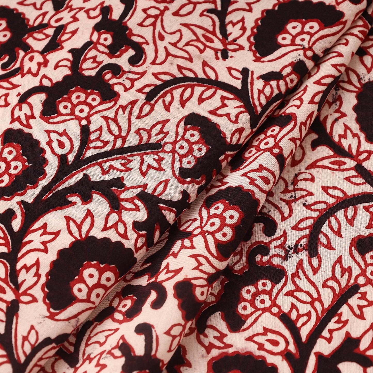 Red Bagh Hand Block Print Natural Dyed Cotton Fabric