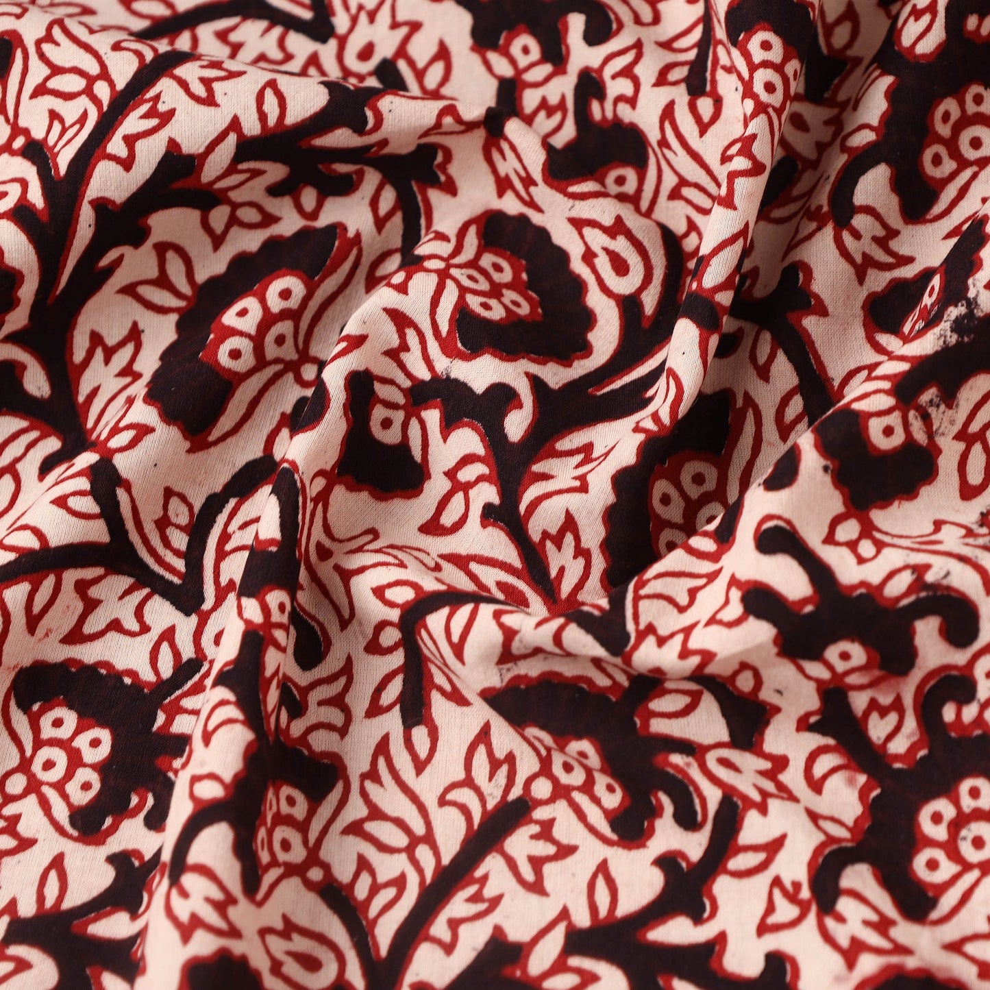 Red Bagh Hand Block Print Natural Dyed Cotton Fabric