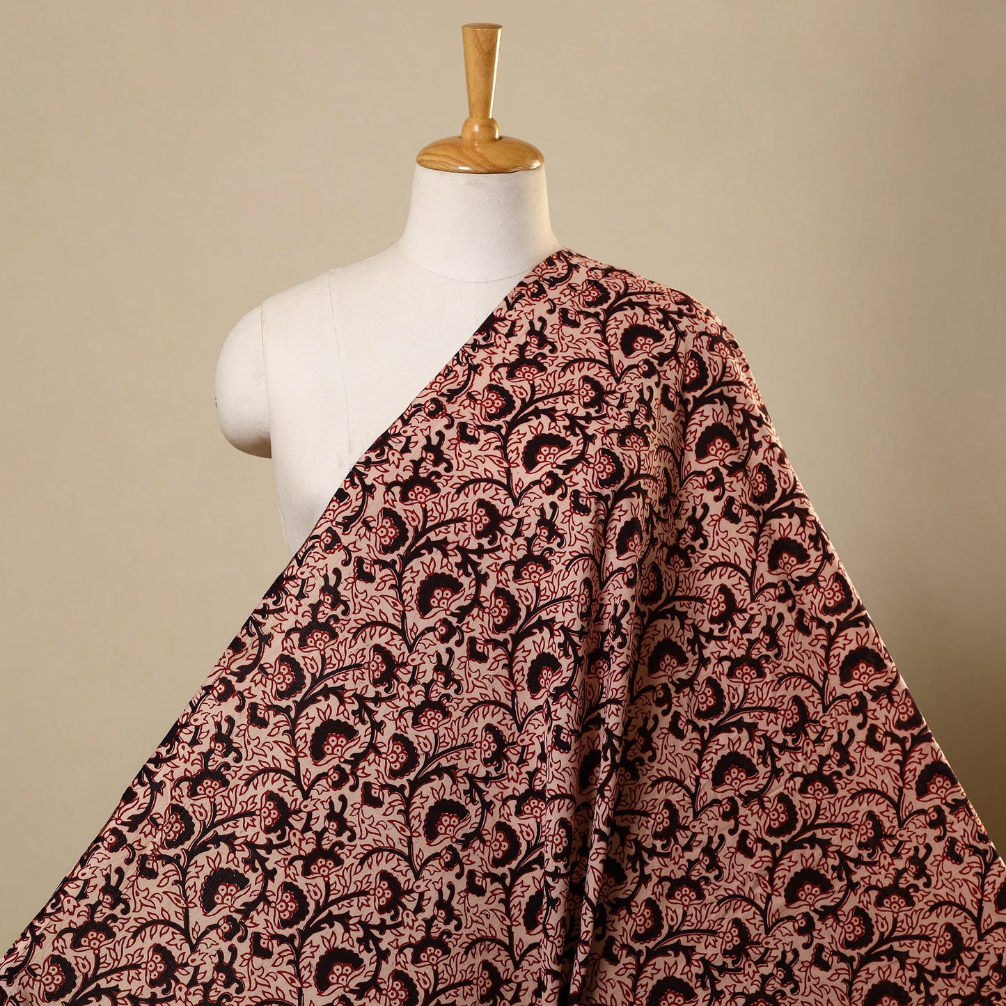 Red Bagh Hand Block Print Natural Dyed Cotton Fabric