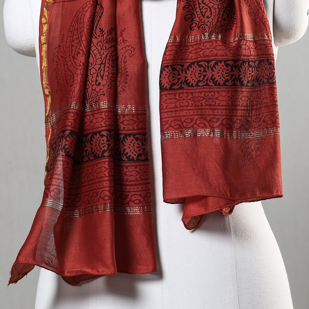  Bagh Block Printed Chanderi Silk Stole 