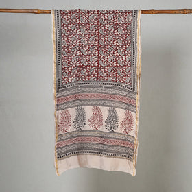 Red Bagh Block Printed Chanderi Silk Stole 