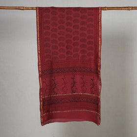 Red - Bagh Hand Block Printed Chanderi Silk Stole
