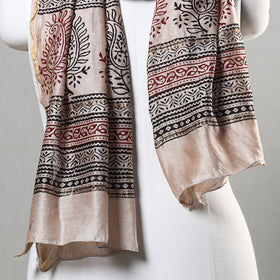 Red Bagh Block Printed Chanderi Silk Stole 