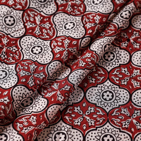 Red - Bagh Hand Block Printed Cotton Fabric