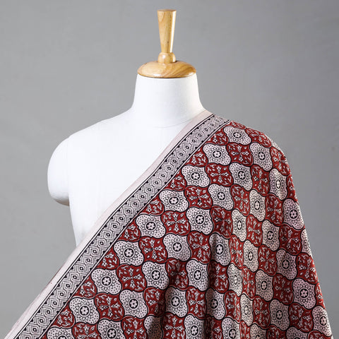 Red - Bagh Hand Block Printed Cotton Fabric