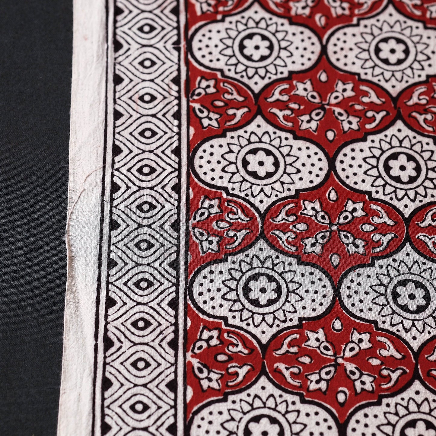 Red - Bagh Hand Block Printed Cotton Fabric