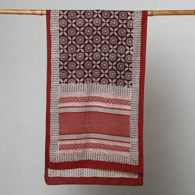 Red - bagh hand printed cotton stole - handcrafted