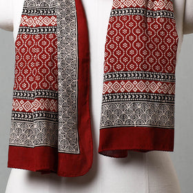 Red Bagh Hand Block Printed Cotton Stole 