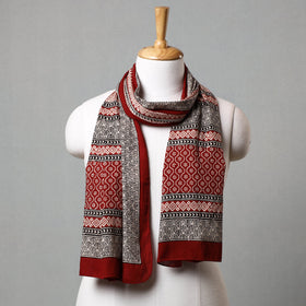 Red Bagh Hand Block Printed Cotton Stole 