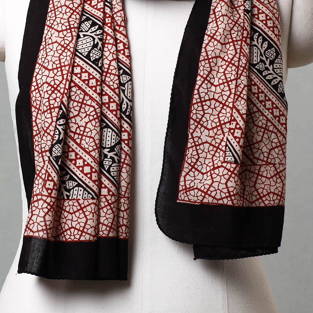 Red Bagh Hand Block Printed Cotton Stole 