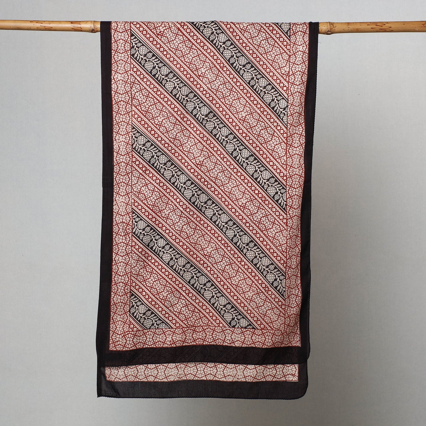 Red Bagh Hand Block Printed Cotton Stole 