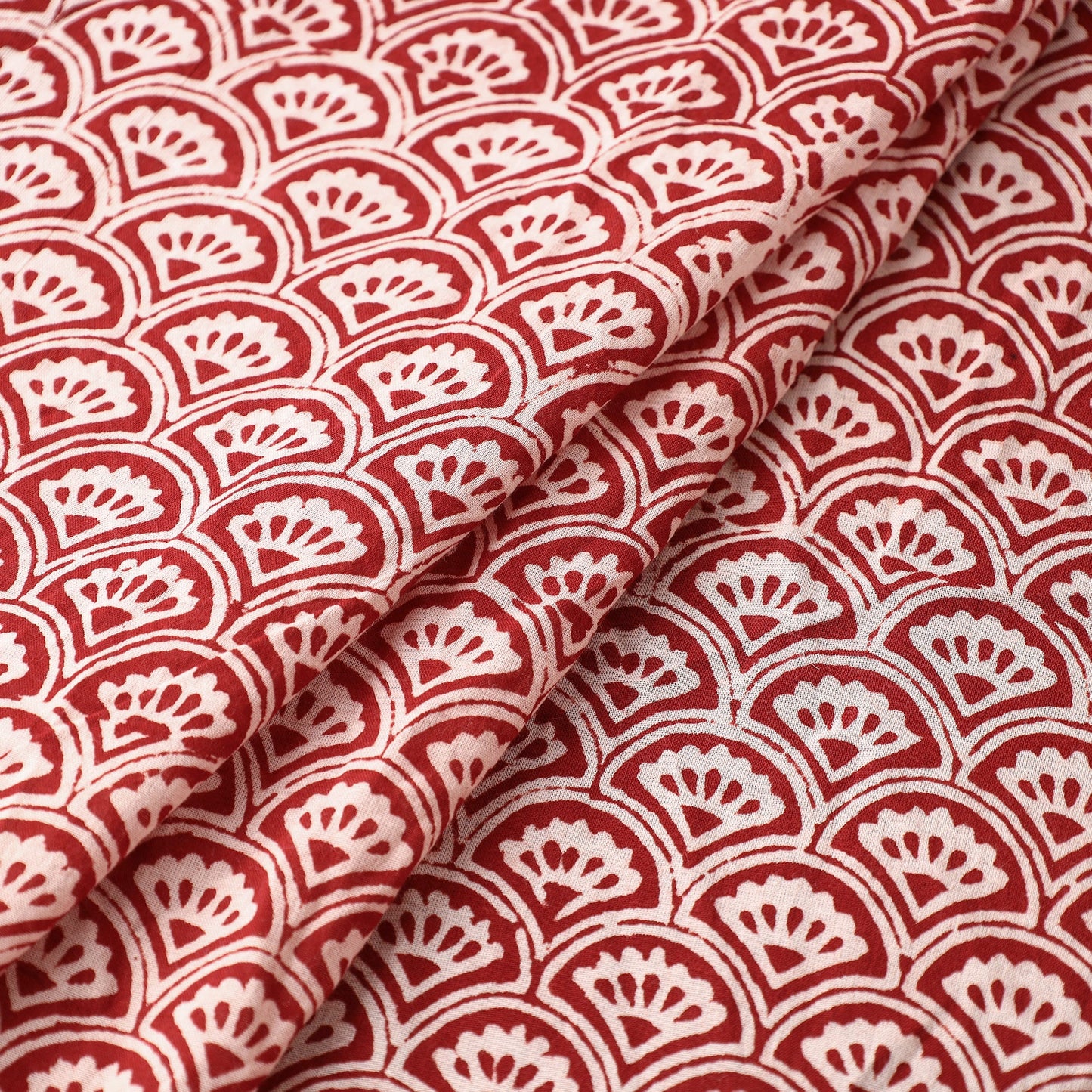 Buy Red Bagh Hand Block Printed Mul Cotton Fabric