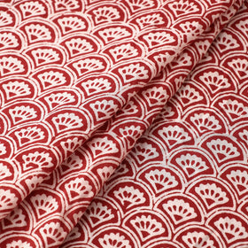 Buy Red Bagh Hand Block Printed Mul Cotton Fabric