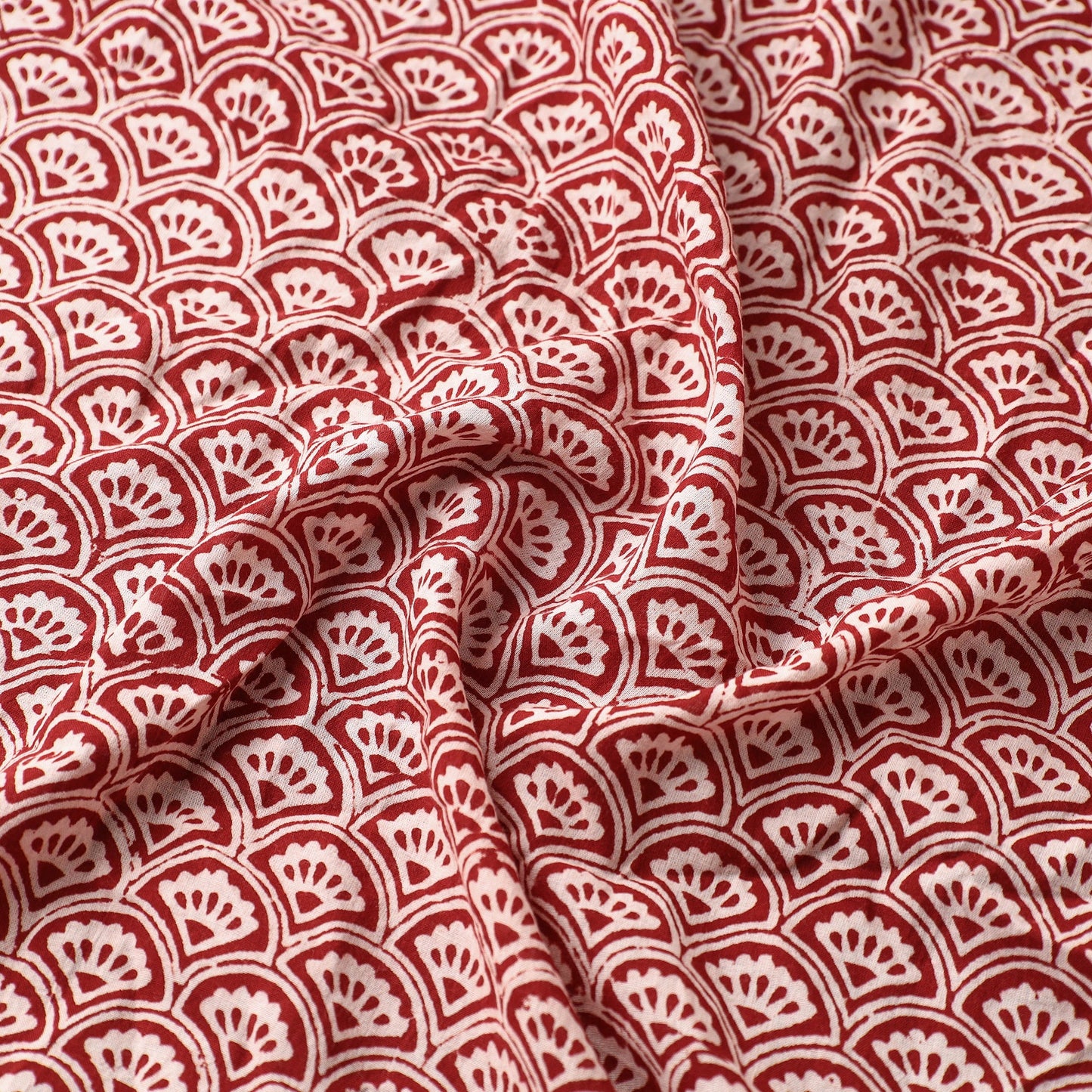 Buy Red Bagh Hand Block Printed Mul Cotton Fabric