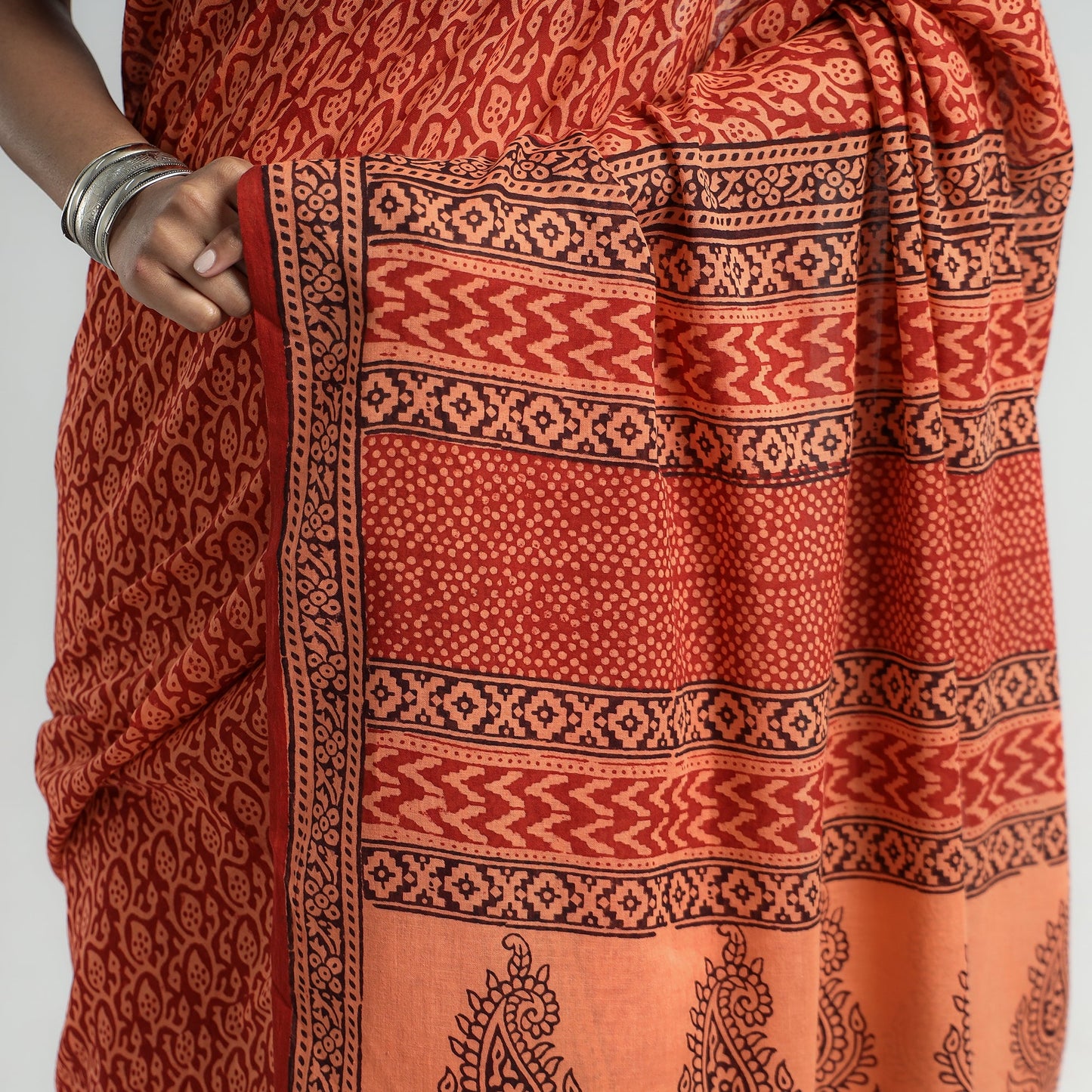Bagh Hand Block Printed Natural Dyed Cotton Saree