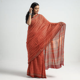 Bagh Hand Block Printed Natural Dyed Cotton Saree