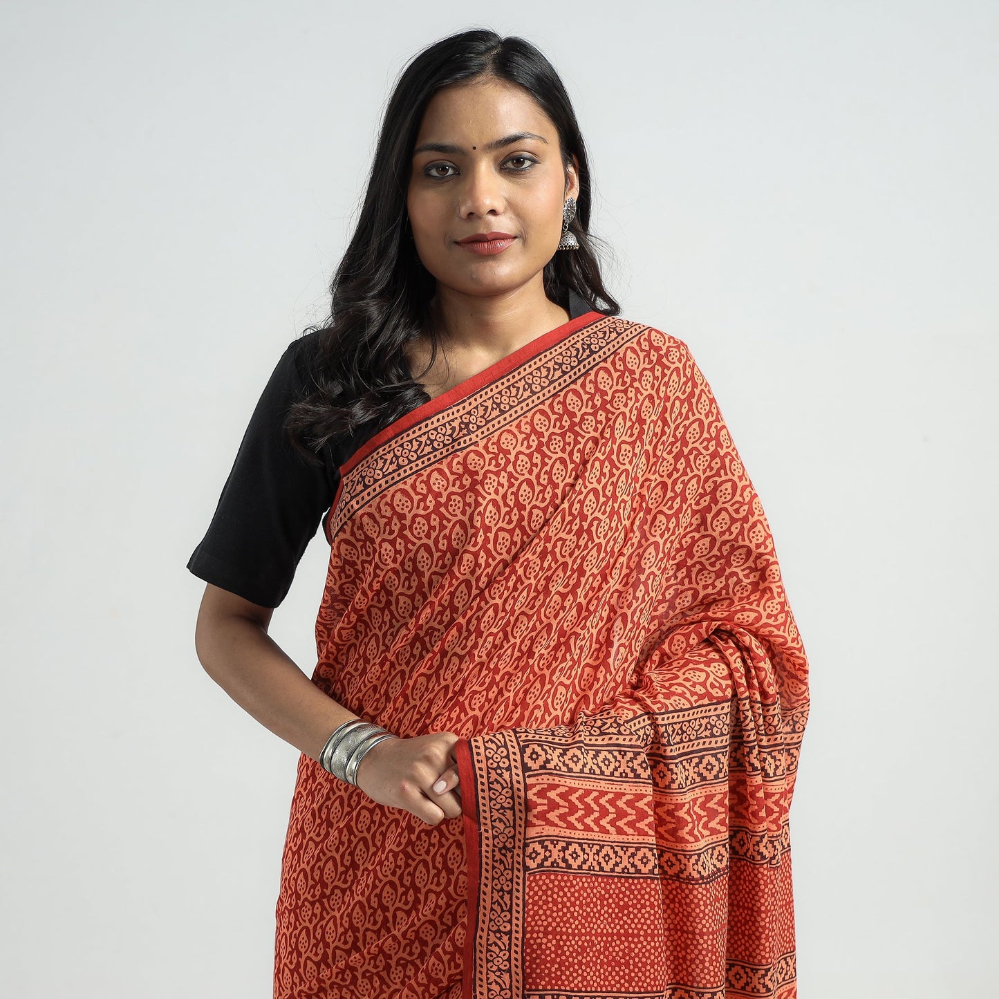 Bagh Hand Block Printed Natural Dyed Cotton Saree