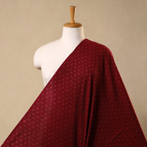 Red Bagh Block Print Kantha Work Natural Dyed Cotton Fabric