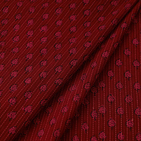 Red Bagh Block Print Kantha Work Natural Dyed Cotton Fabric