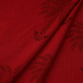 Red Bagh Block Print Kantha Work Natural Dyed Cotton Fabric