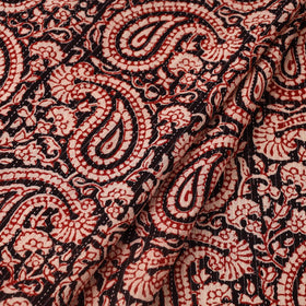 Red Bagh Block Print Kantha Work Natural Dyed Cotton Fabric