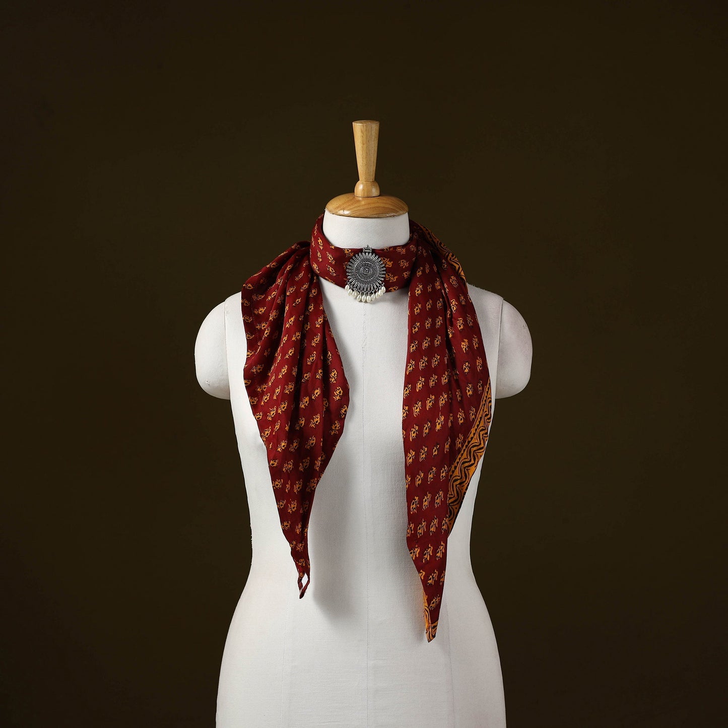 Bagh modal silk pendant necklace scarf 76 - handcrafted