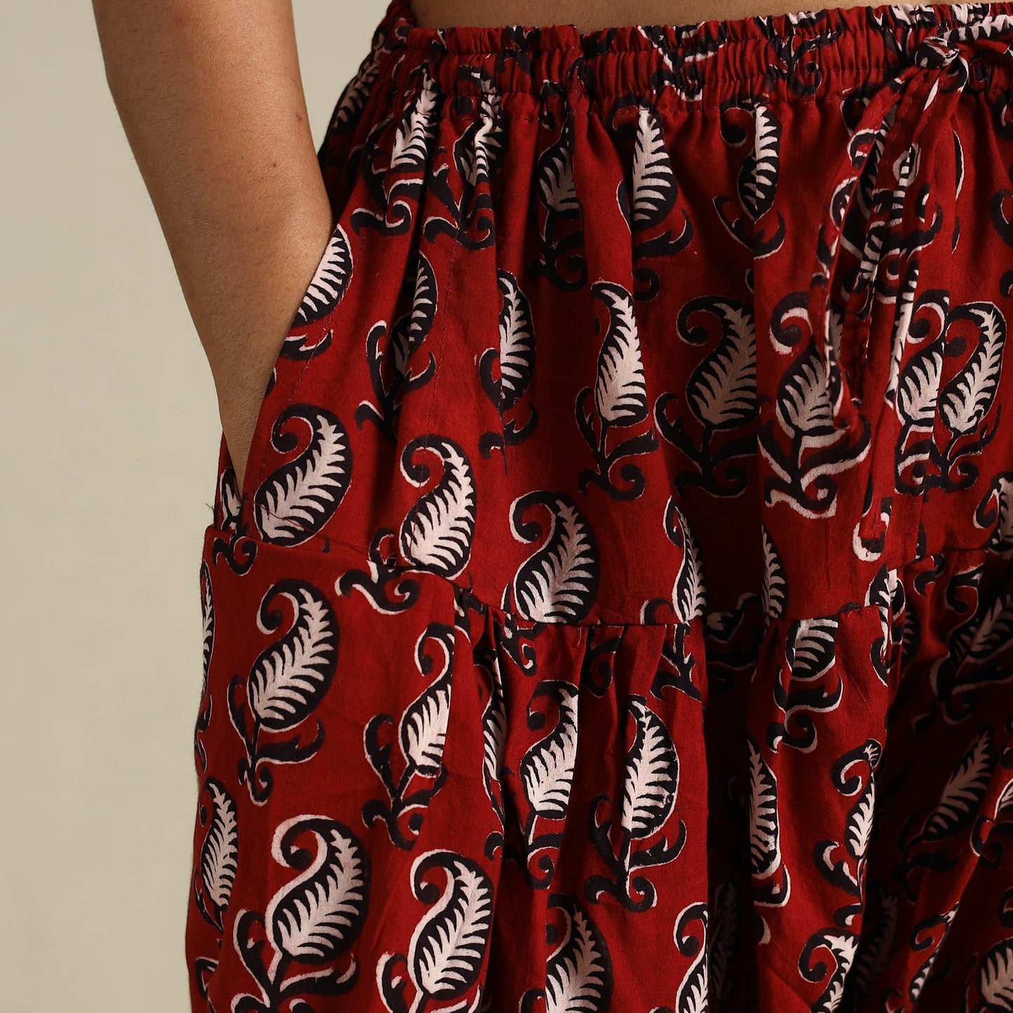 Red Bagh Block Print Natural Dyed Cotton Salwar