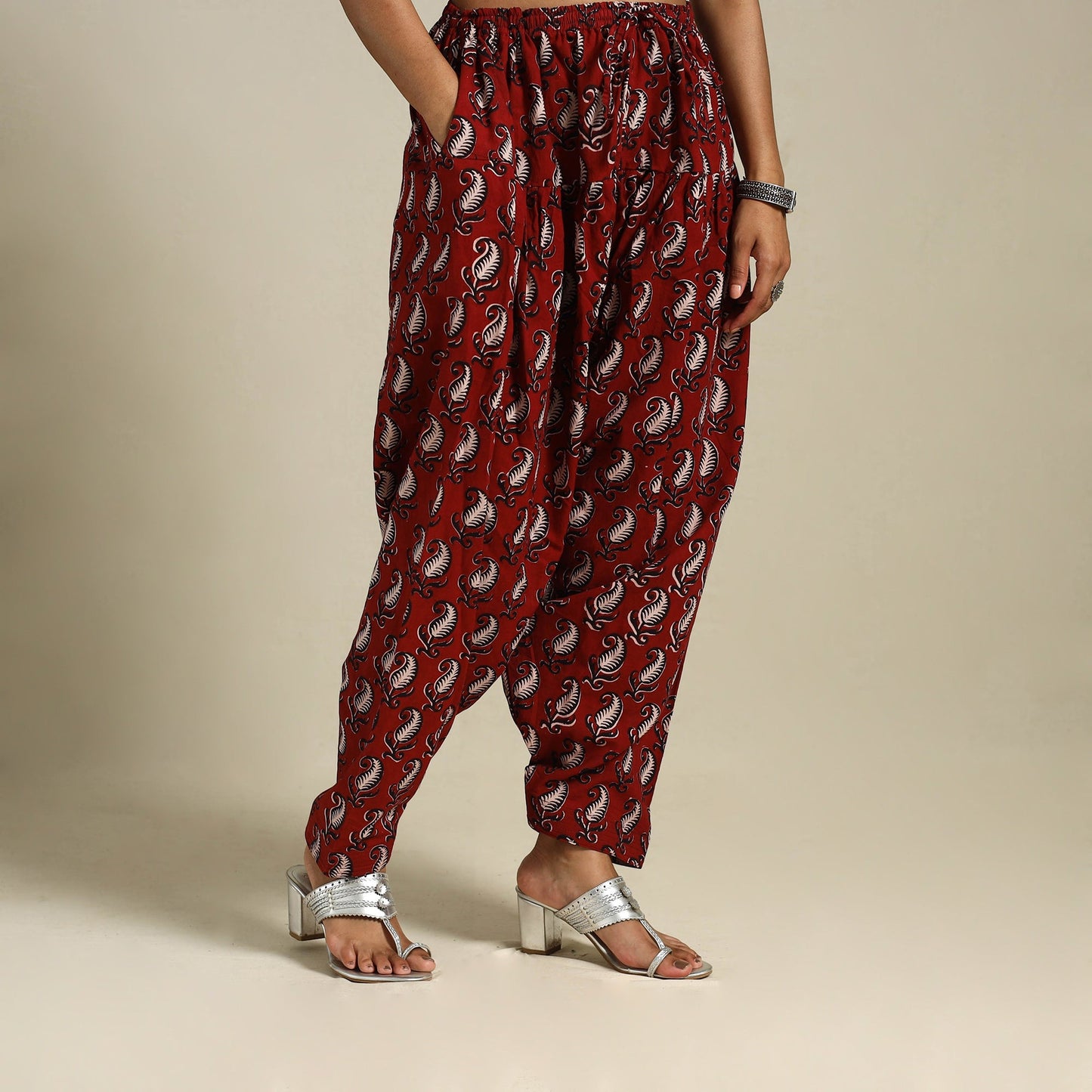 Red Bagh Block Print Natural Dyed Cotton Salwar