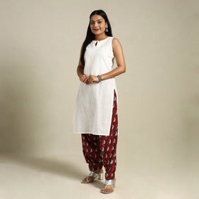 Red Bagh Block Print Natural Dyed Cotton Salwar