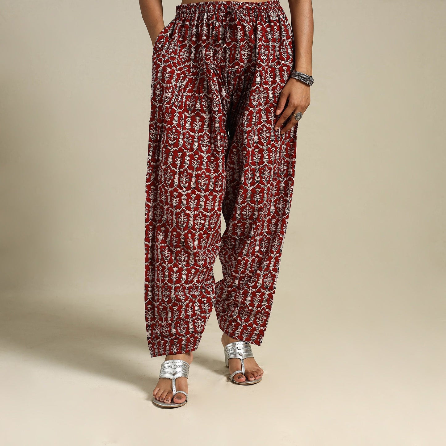 Red - bagh natural dyed cotton salwar 13 - handcrafted