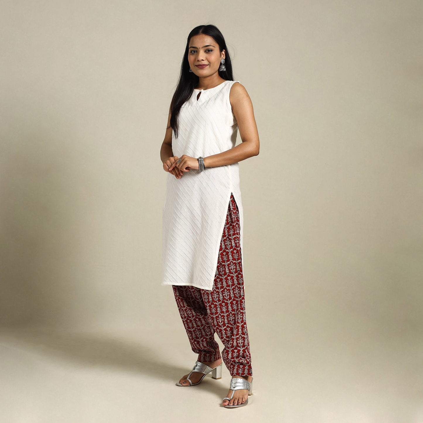 Red - bagh natural dyed cotton salwar 13 - handcrafted