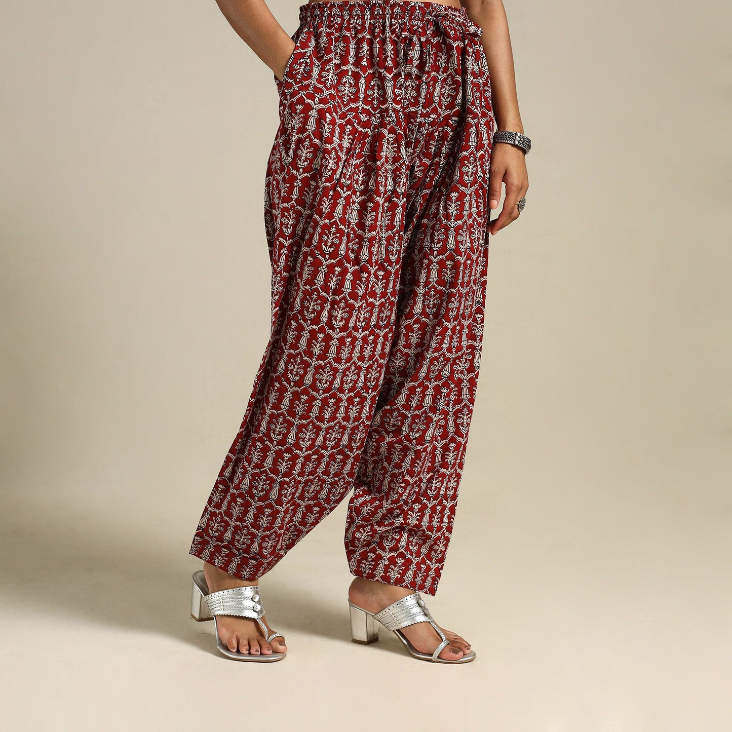 Red - bagh natural dyed cotton salwar 13 - handcrafted