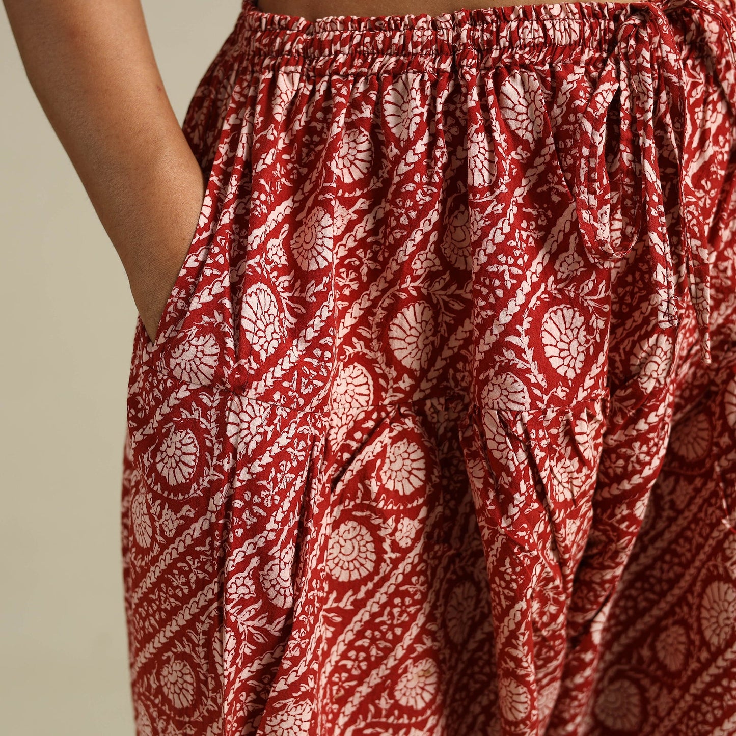 Red Bagh Block Print Natural Dyed Cotton Salwar