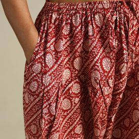 Red Bagh Block Print Natural Dyed Cotton Salwar