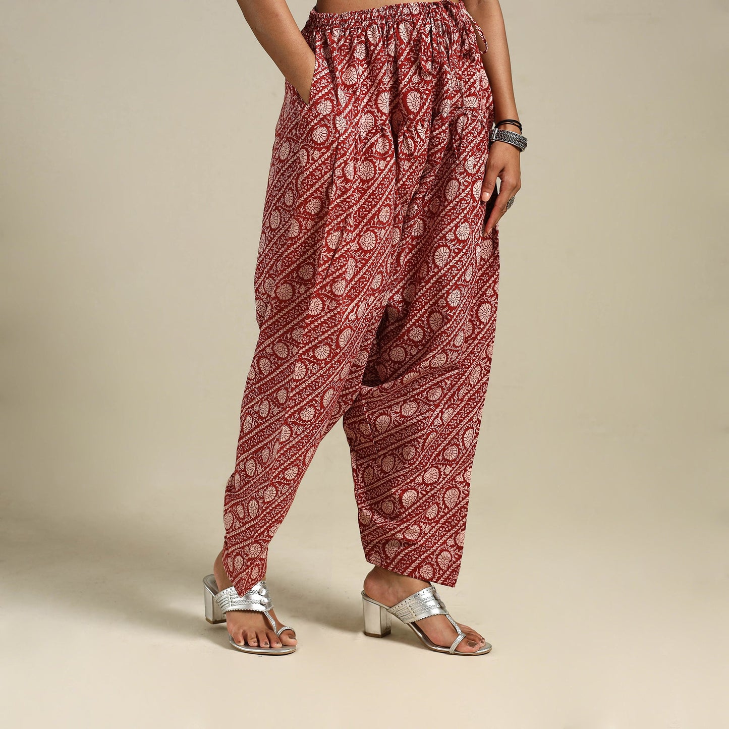 Red Bagh Block Print Natural Dyed Cotton Salwar