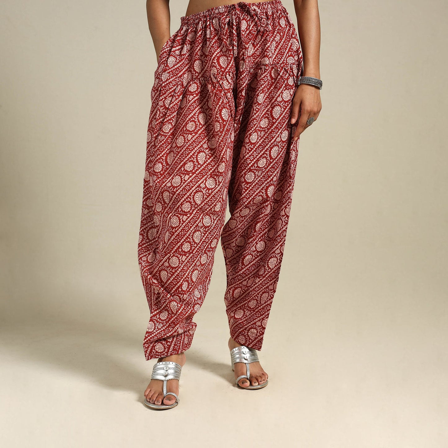 Red Bagh Block Print Natural Dyed Cotton Salwar