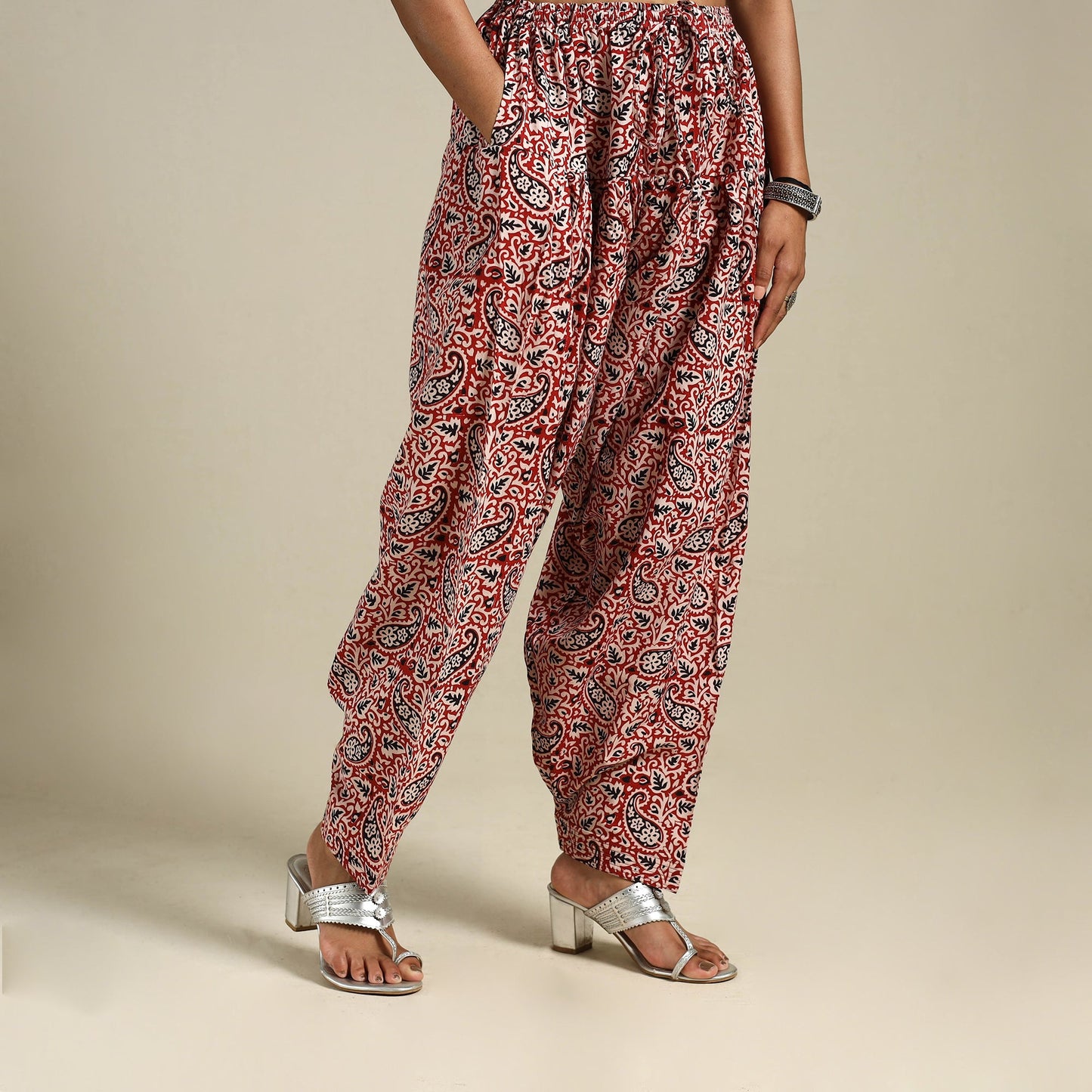 White Bagh Block Print Natural Dyed Cotton Salwar